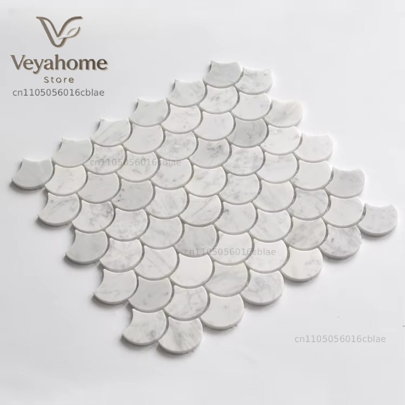 Home Bathroom Wall Tiles - Fischschuppen-Marmor-Mosaikfliesen für Bad und Küche -