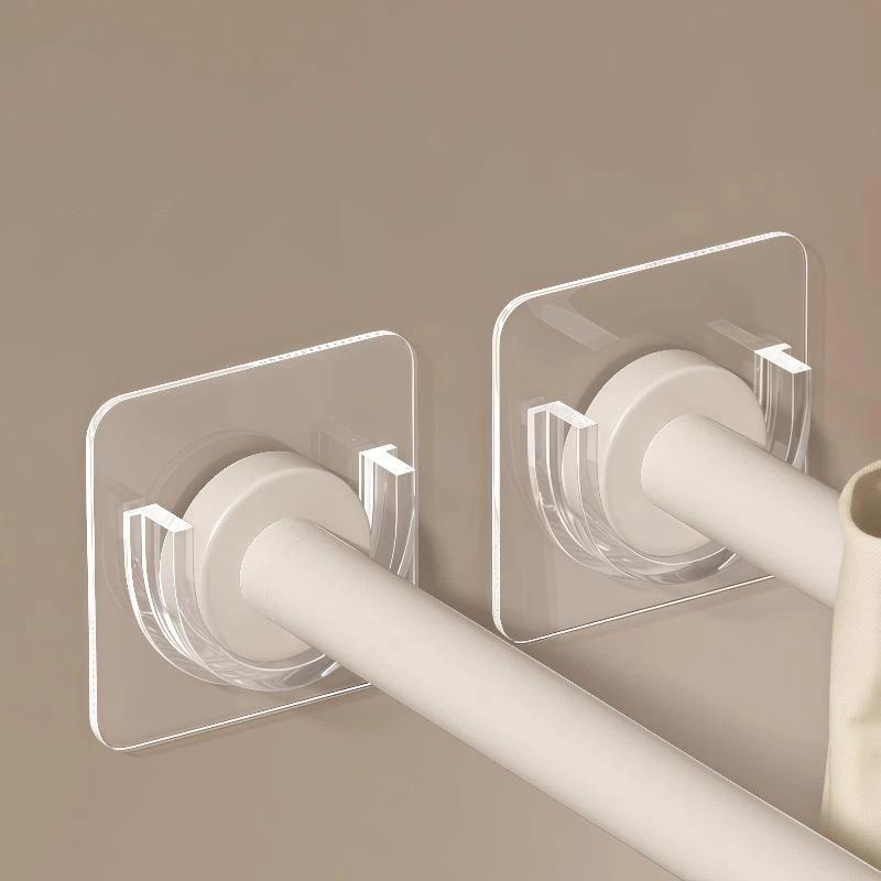 Home Bathroom Wall Decor - Ohne Bohren Transparente Selbstklebende Gardinenstangenhalterungen Schwerlast-Wandhalterung