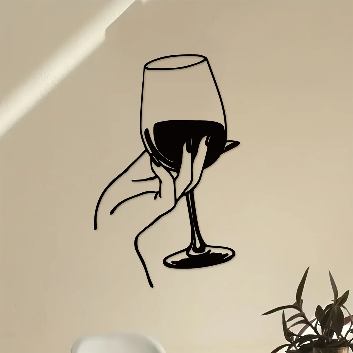 Home Creation Bathroom - Wine Lover Lady Hand Metall-Wanddekoration, Wandkunst