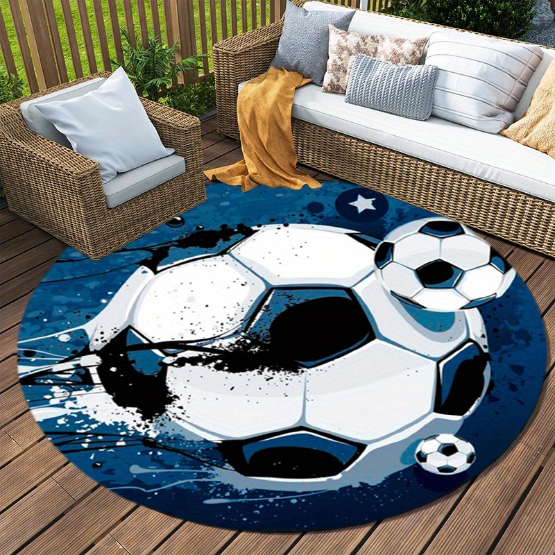 Home Bathroom Door Design - Runder Fußball-Teppich, Haustiermatte, Indoor-Bodenläufer, Sport-Dekorationsdesign aus