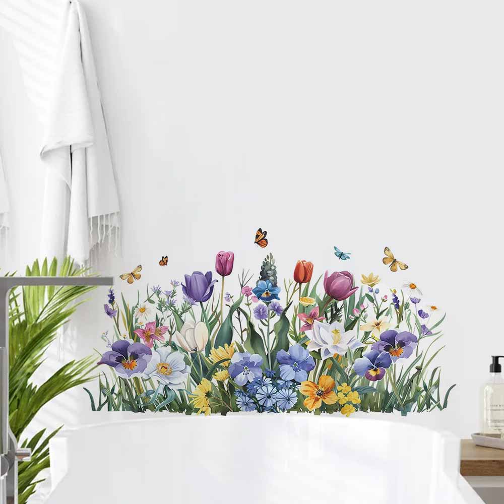 Home Bathroom Wall Tiles - Tulpen-Schmetterlings-Fensteraufkleber, dekorative Aufkleber für Zuhause, geeignet