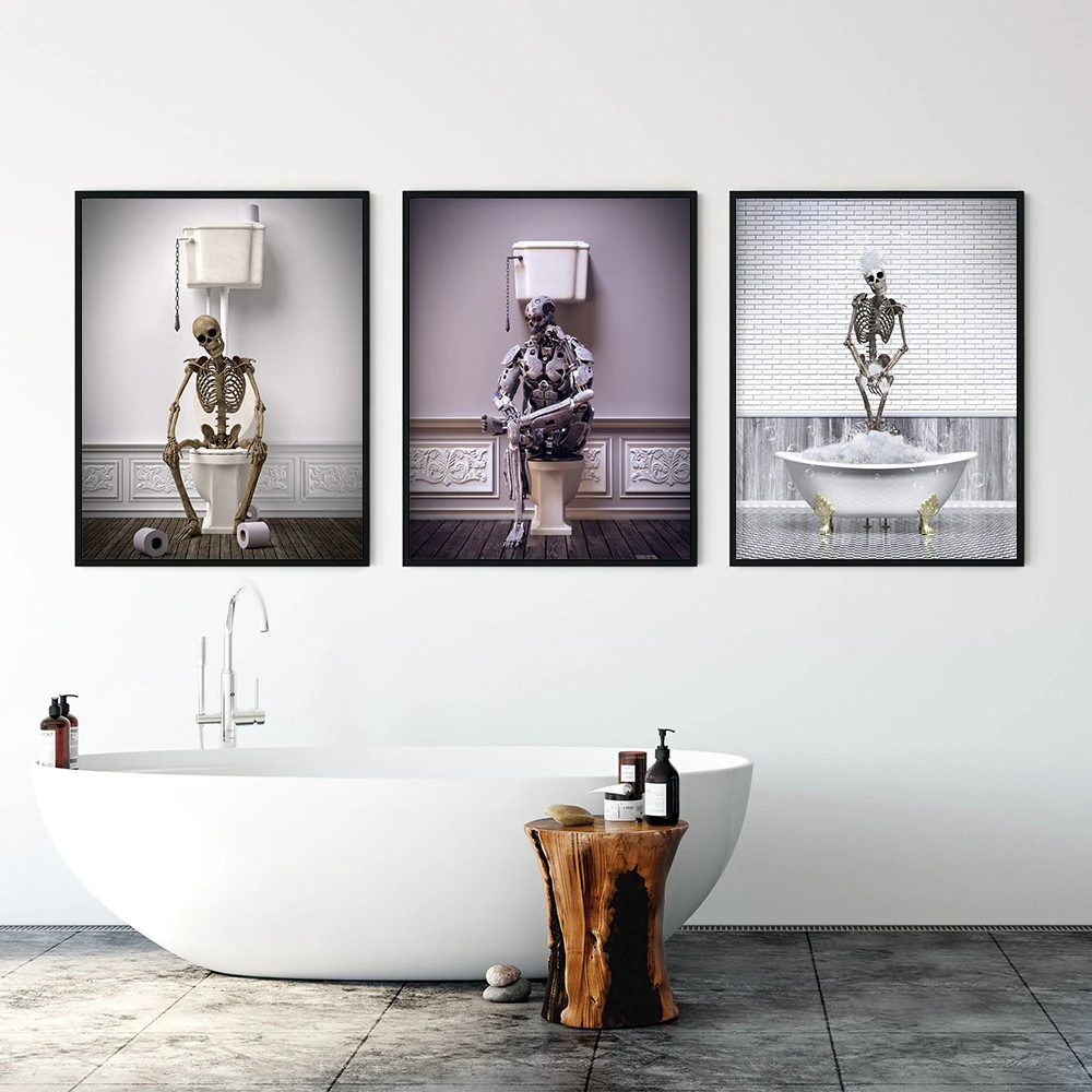 Home Bathroom Tub - Wannen-Skelett Poster Druck Badezimmer Deko Lustiges