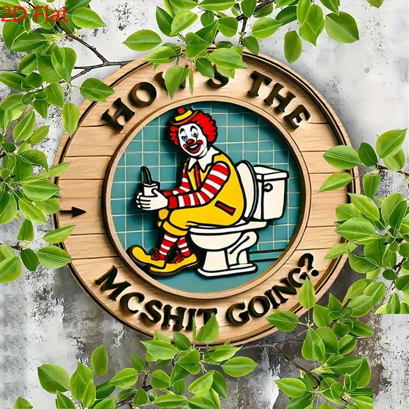 Home Bathroom Wall Decor - Vintage Clown-Metallschild, 7,8 Zoll, rundes Eisen-Wandkunstwerk