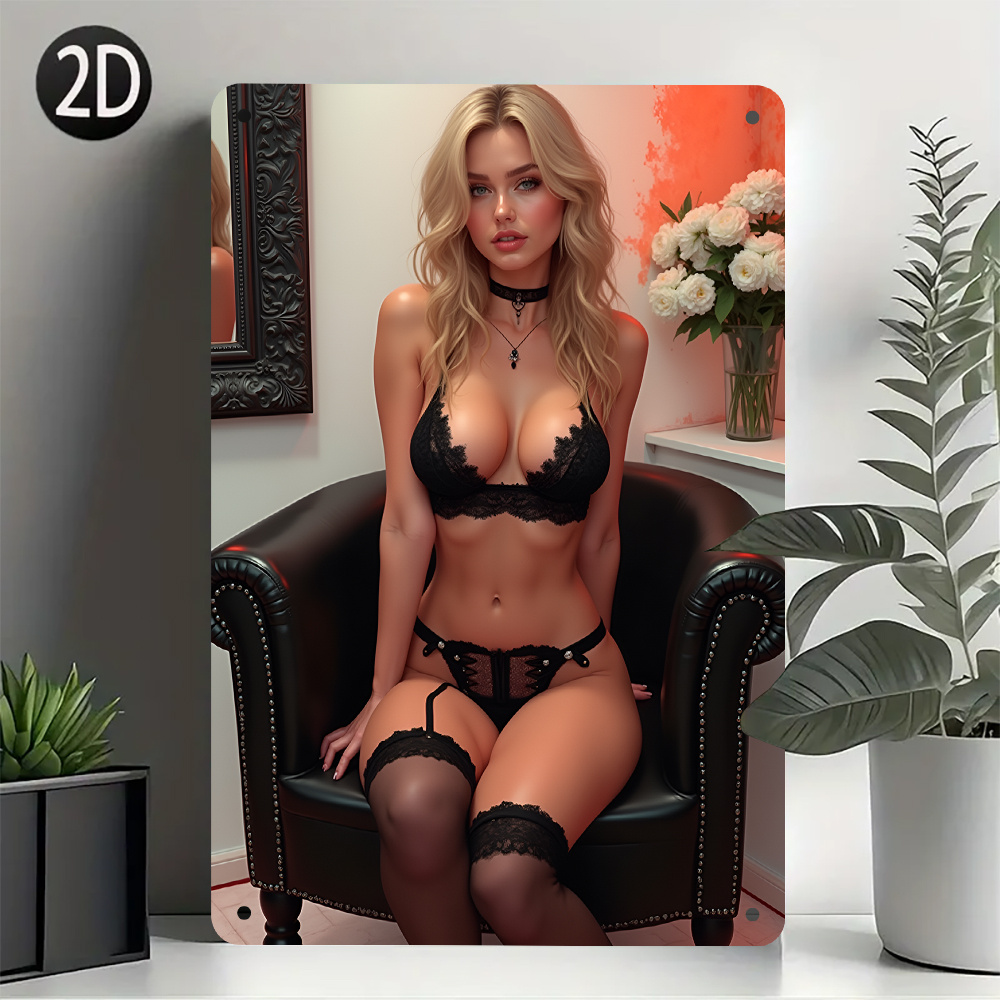 Home Bathroom Wall Decor - Vintage Sexy Lady Metallschild, Eisenwandkunst, Retro-Dekoration