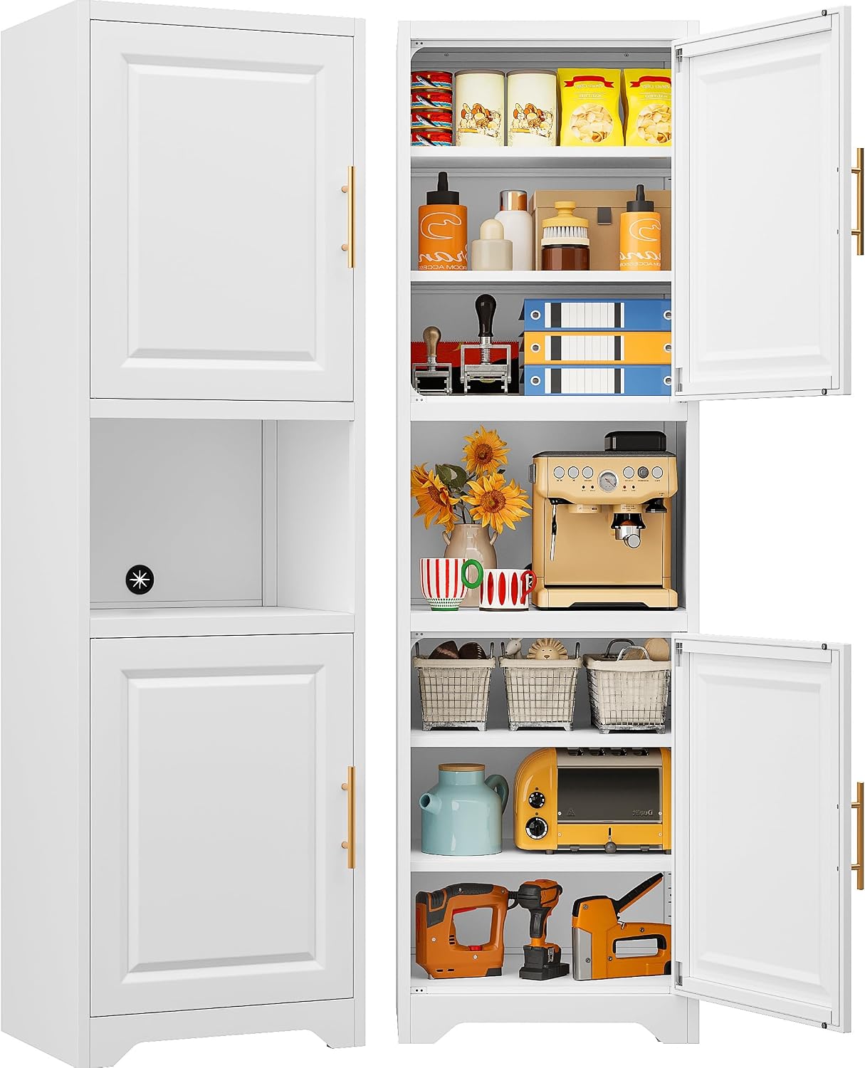 Home Bathroom Door - 67 Zoll hoher, schmaler Aufbewahrungsschrank mit
