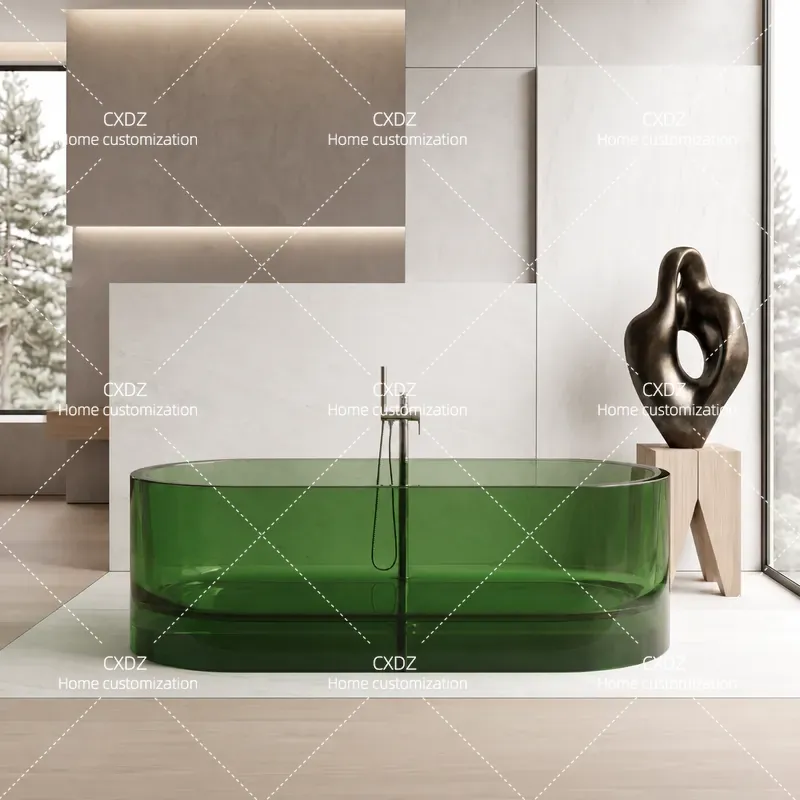 Home Bathroom Tub - Freistehende Transparente Harz-Badewanne, Ovale Bunte Luxus-Einweichbadewanne