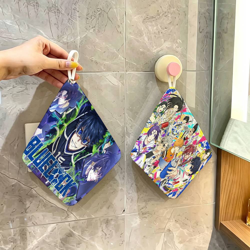 Home Bathroom Lock - Anime B-Blue L-Lock Polyester-Baumwoll-Hängeküchenhandtuch, Weiches Handtuch