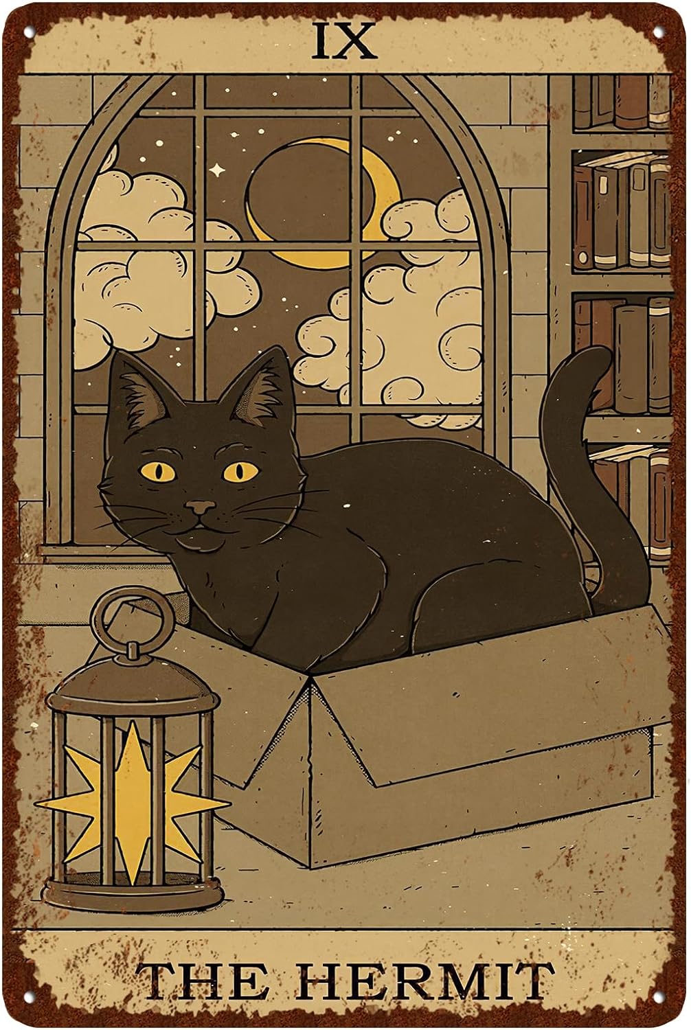 Home Bathroom Wall Decor - Vintage Katzen-Blechschild Retro Tarotkarte Metallschild Poster