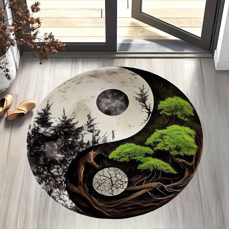 Home Bathroom Door Design - 1 Stück runde Flächenmatte im Taiji-Stil