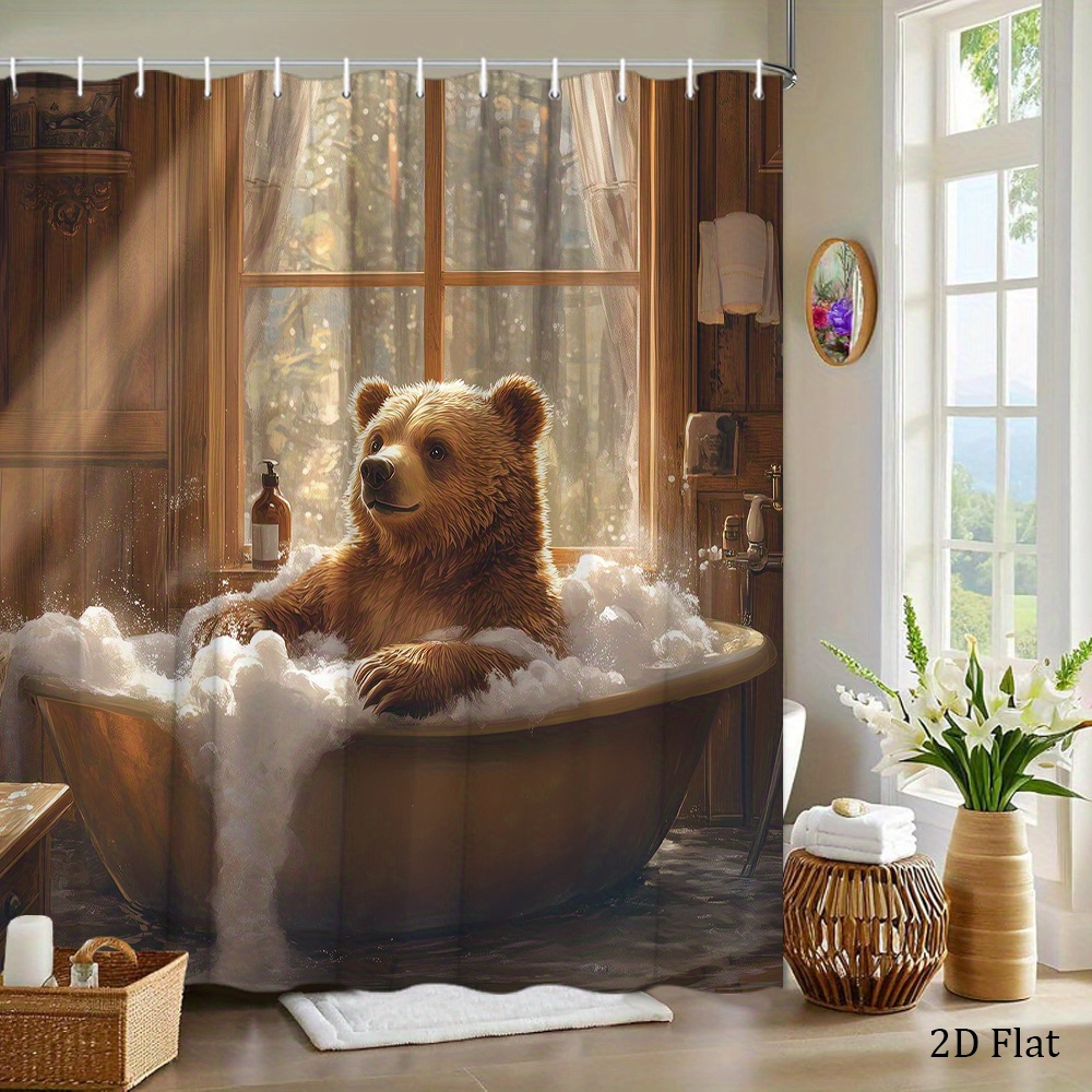 Home Bathroom Tub - Bären-Duschvorhang mit einem lustigen braunen Bären,