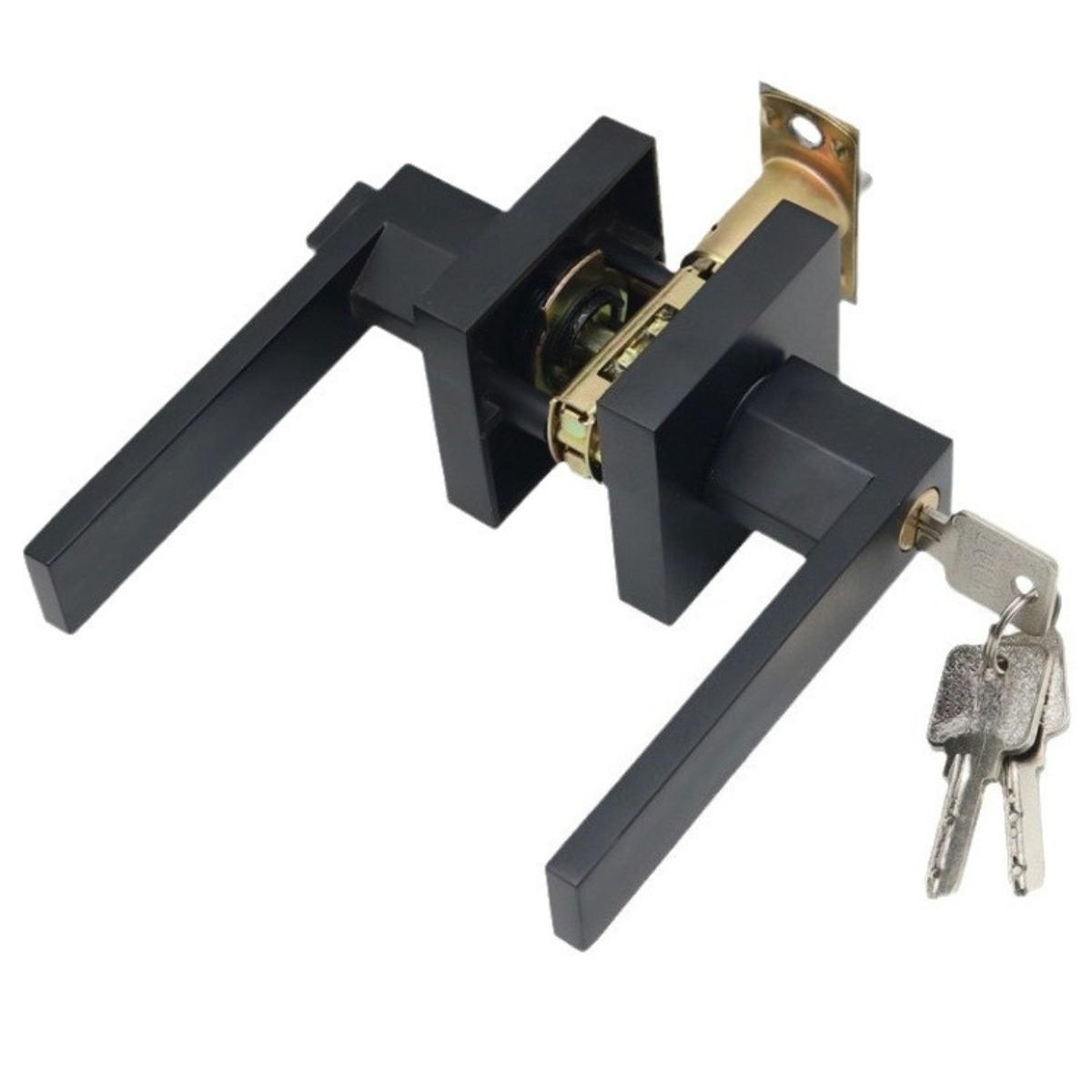 Home Bathroom Lock - Privatsphäre-Türschloss Schwarzer Hebelgriff Quadratisches Design Innenbereich