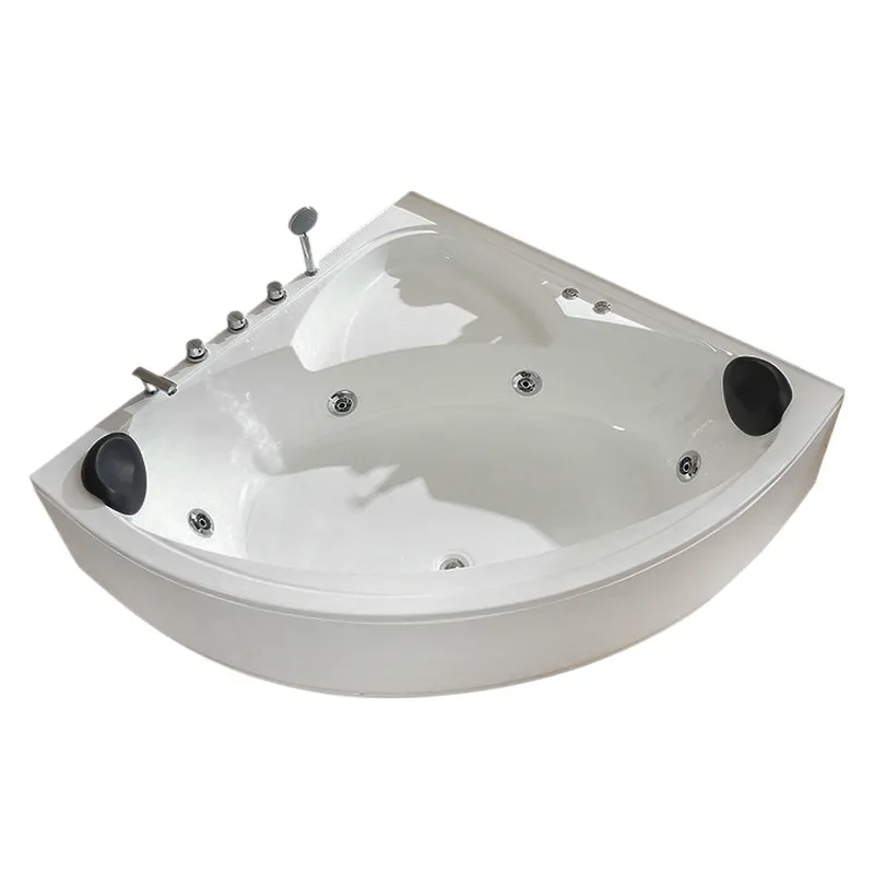 Home Bathroom Tub - Dreieckige Doppel-Acryl-Badewanne mit Edelstahlrahmen, Ventilatorabdeckung und