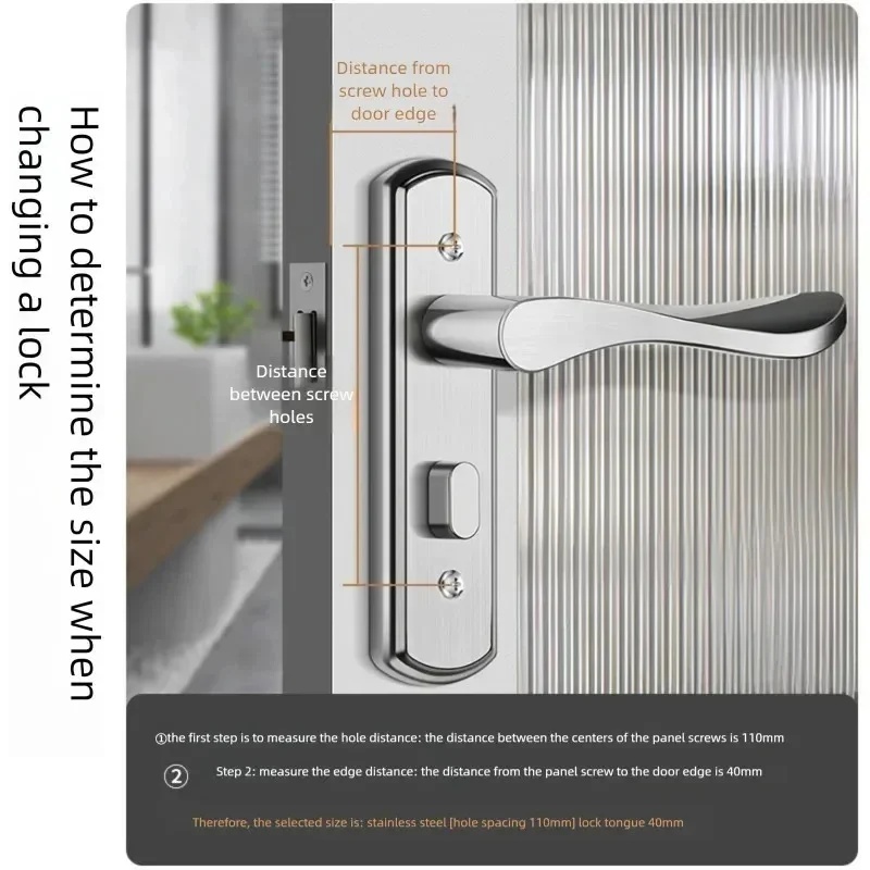 Home Bathroom Lock - Schlüsselloses Edelstahl-Privatsphäre-Türschloss – Innen-Türgriffschloss für Badezimmer