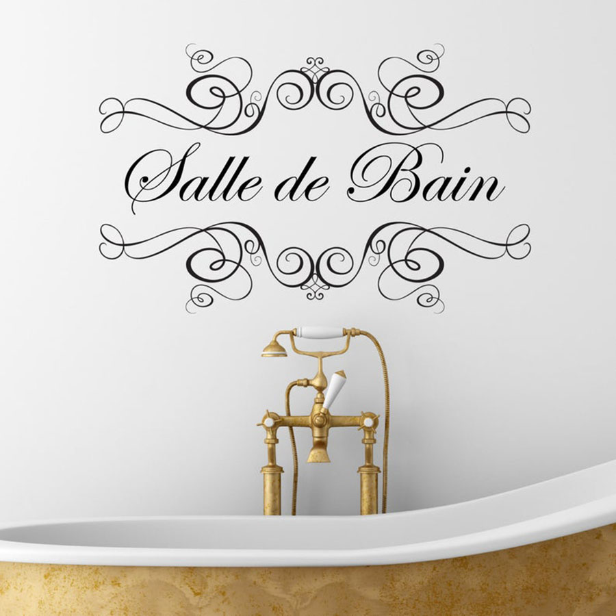 Home Bathroom Wall Tiles - Badezimmer-Wandaufkleber mit französischen Zitaten, Vinyl-Wanddekorationen für