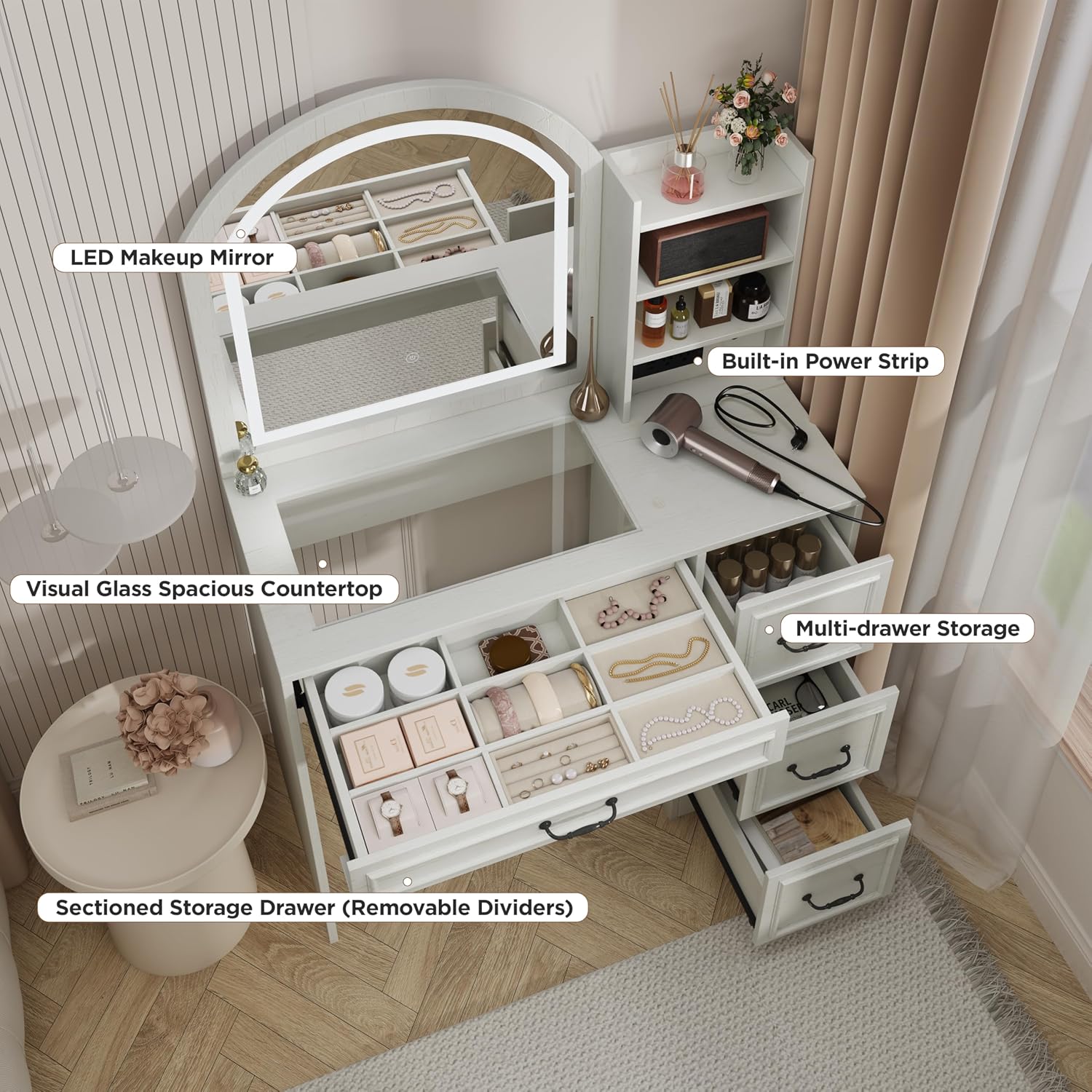 Moderner Schminktisch mit bele – Home Outlet Bathroom Mirrors Bewertung und Preis