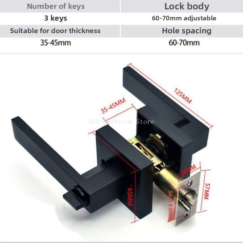Schwarzer Türgriff, Türgriffsc – Home Bathroom Lock Bewertung und Preis