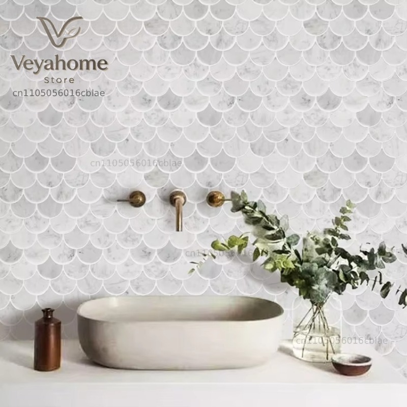 Fischschuppen-Marmor-Mosaikfli – Home Bathroom Wall Tiles Bewertung und Preis