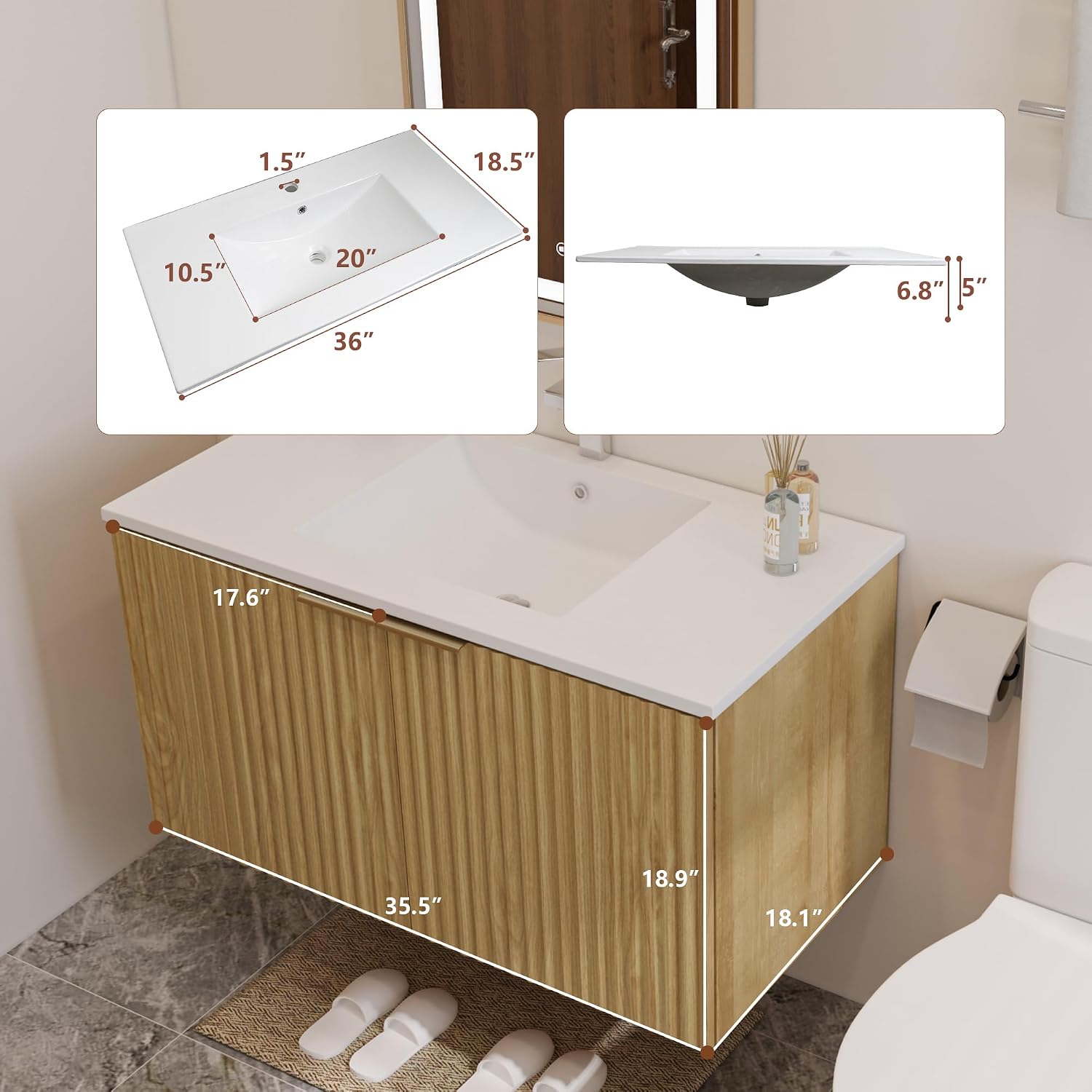 Moderner schwebender Badezimme – Home Bathroom Bewertung und Preis