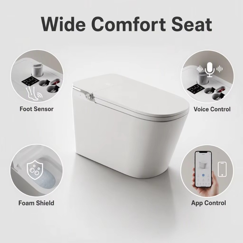 Weißes Smart-WC mit quadratisc – Home Bathroom Bewertung und Preis