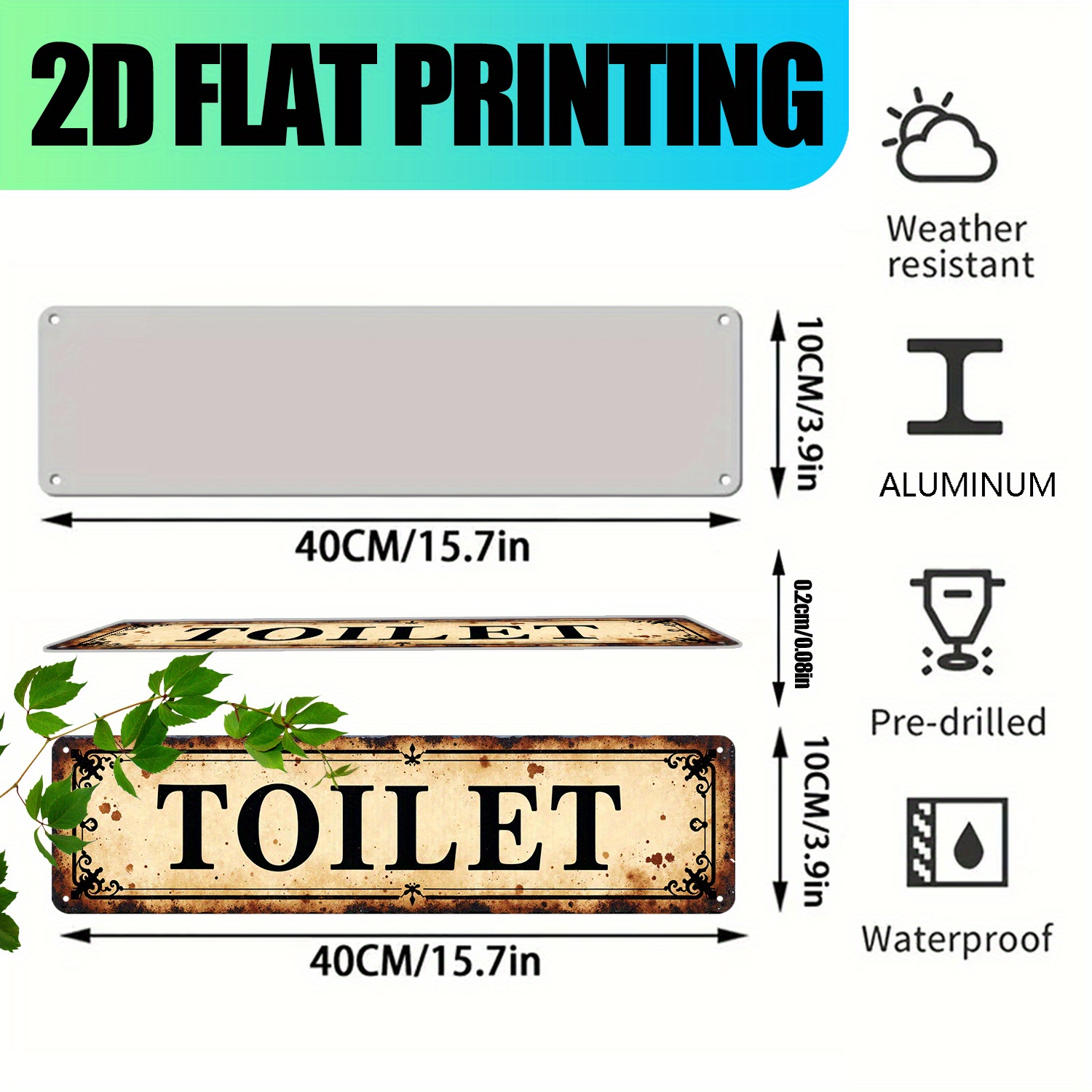 2D Flat, Vintage Aluminium Wan – Home Bathroom Wall Decor Bewertung und Preis