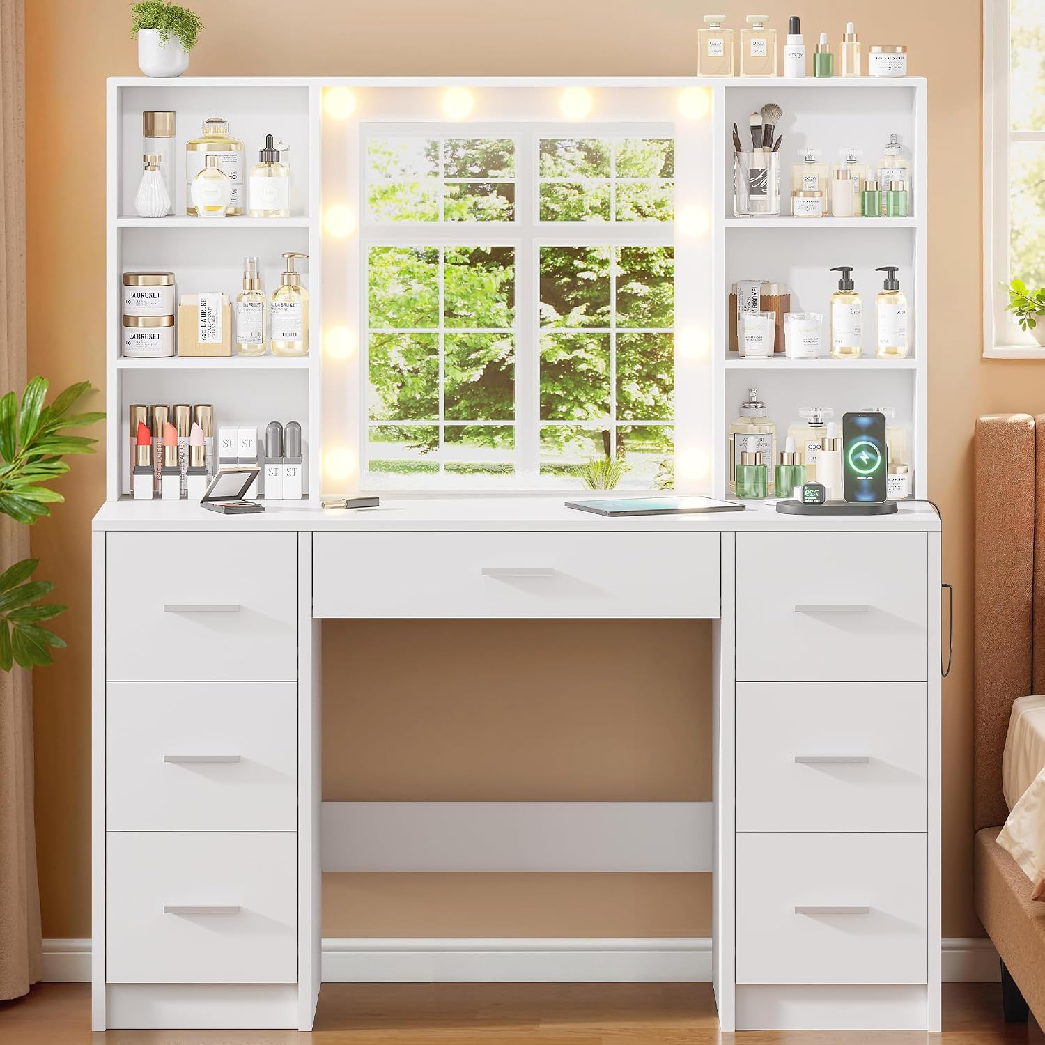 Großer Schminktisch mit LED-Sp – Home Outlet Bathroom Mirrors Bewertung und Preis