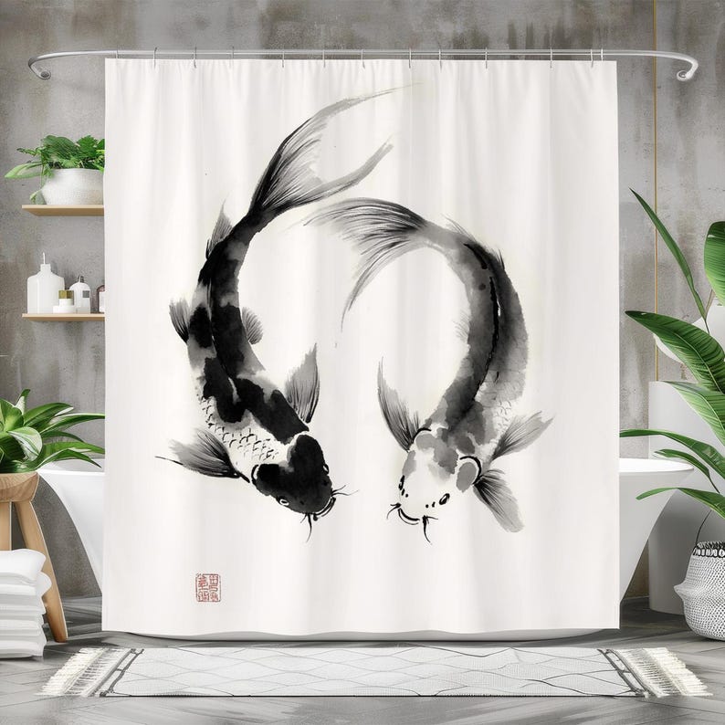 Fisch-Duschvorhang, wasserdich – Japanese Home Bathroom Design Bewertung und Preis
