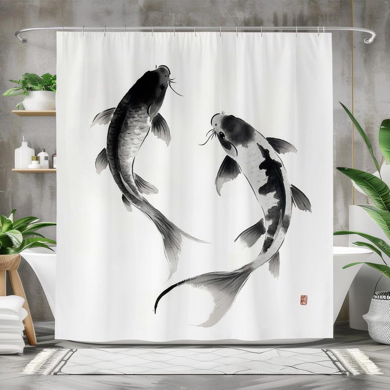 Fisch-Duschvorhang, wasserdich – Japanese Home Bathroom Design Bewertung und Preis