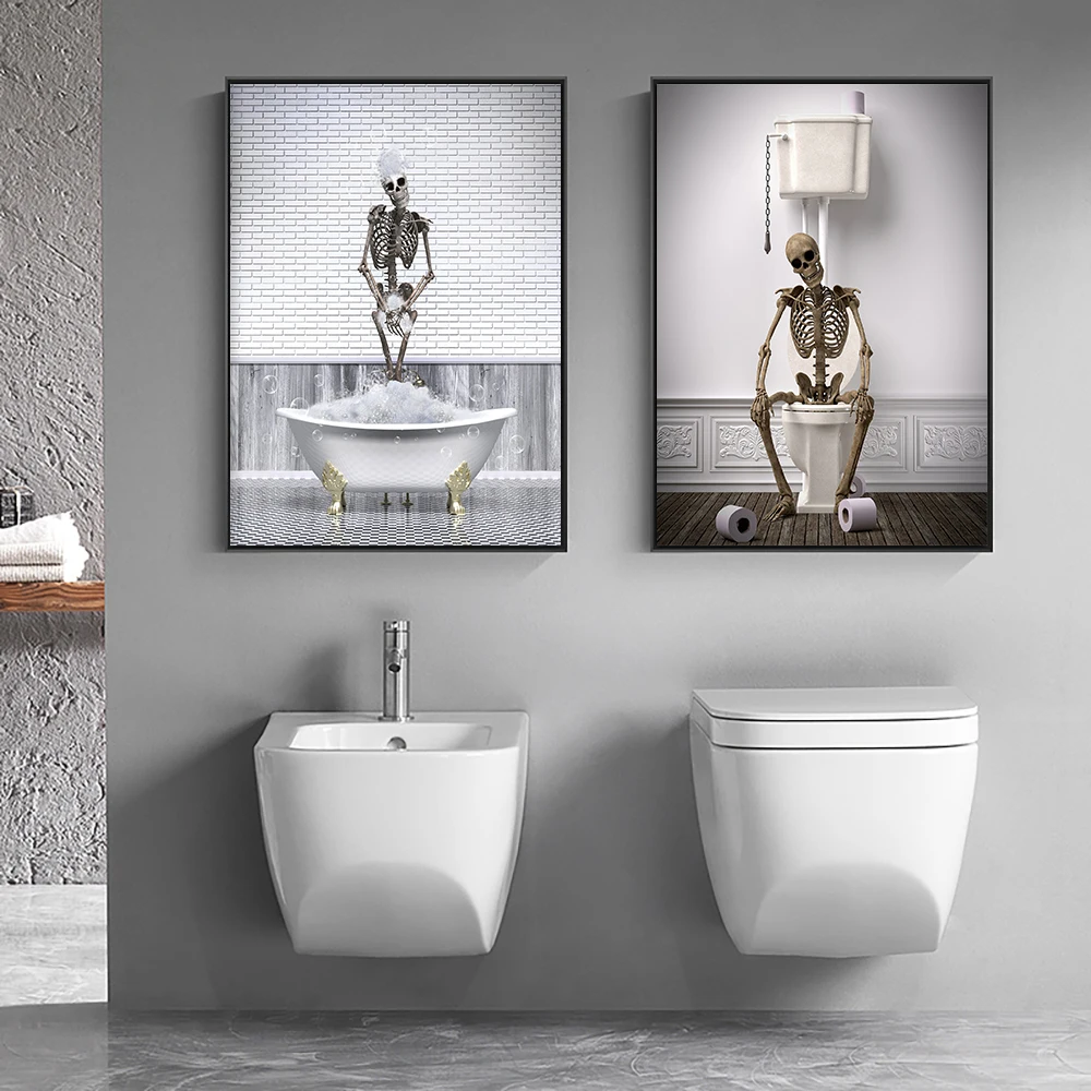 Wannen-Skelett Poster Druck Ba – Home Bathroom Tub Bewertung und Preis