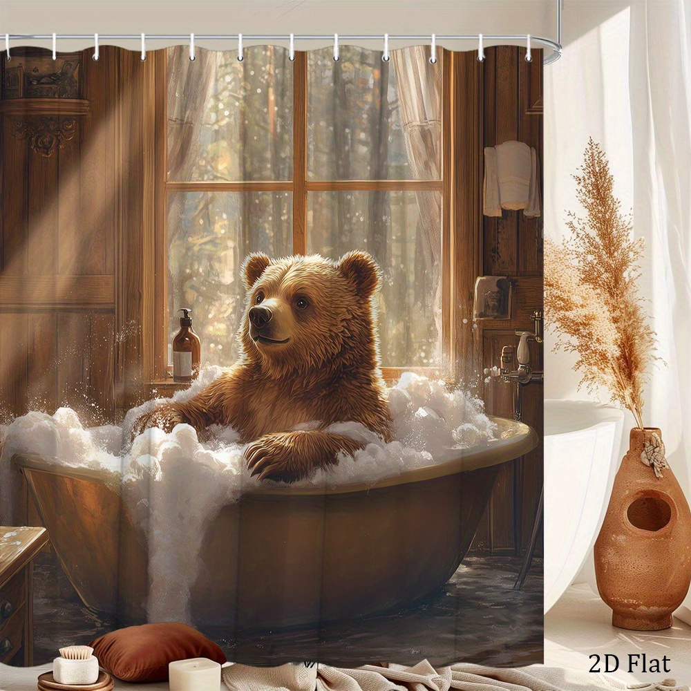 Bären-Duschvorhang mit einem l – Home Bathroom Tub Bewertung und Preis